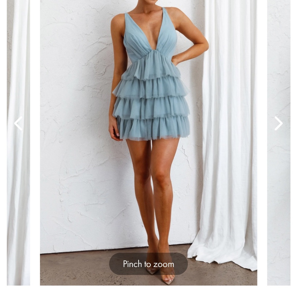Selfie Leslie AUGUSTE TIERED FRILL MINI DRESS BLUE